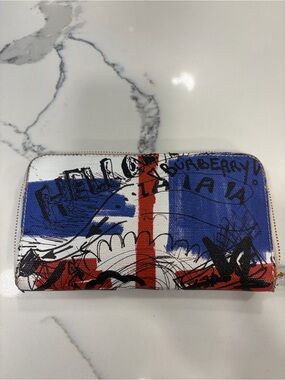 Burberry Graffiti Union Jack Zip Sketch doodle Wallet - Red, Blue, White